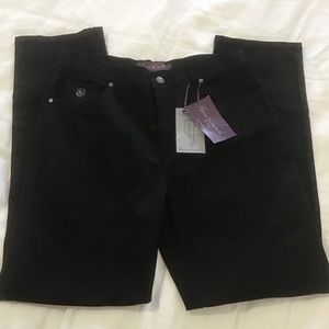 Gloria Vanderbilt Amanda Straight Leg Classic Rise Black Jean w/Sparkles NWT, 12